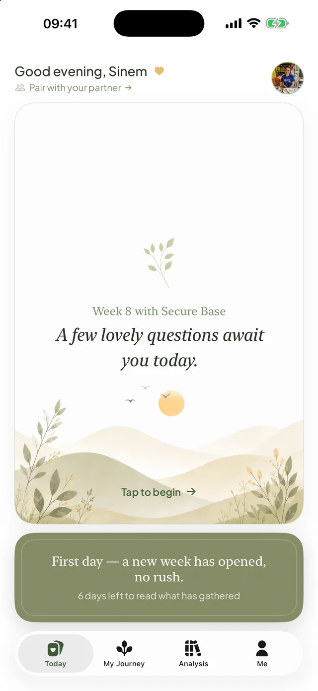 Anthea — the Today screen, showing the day's questions waiting